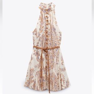 NWT ZARA BELTED PRINTED DRESS